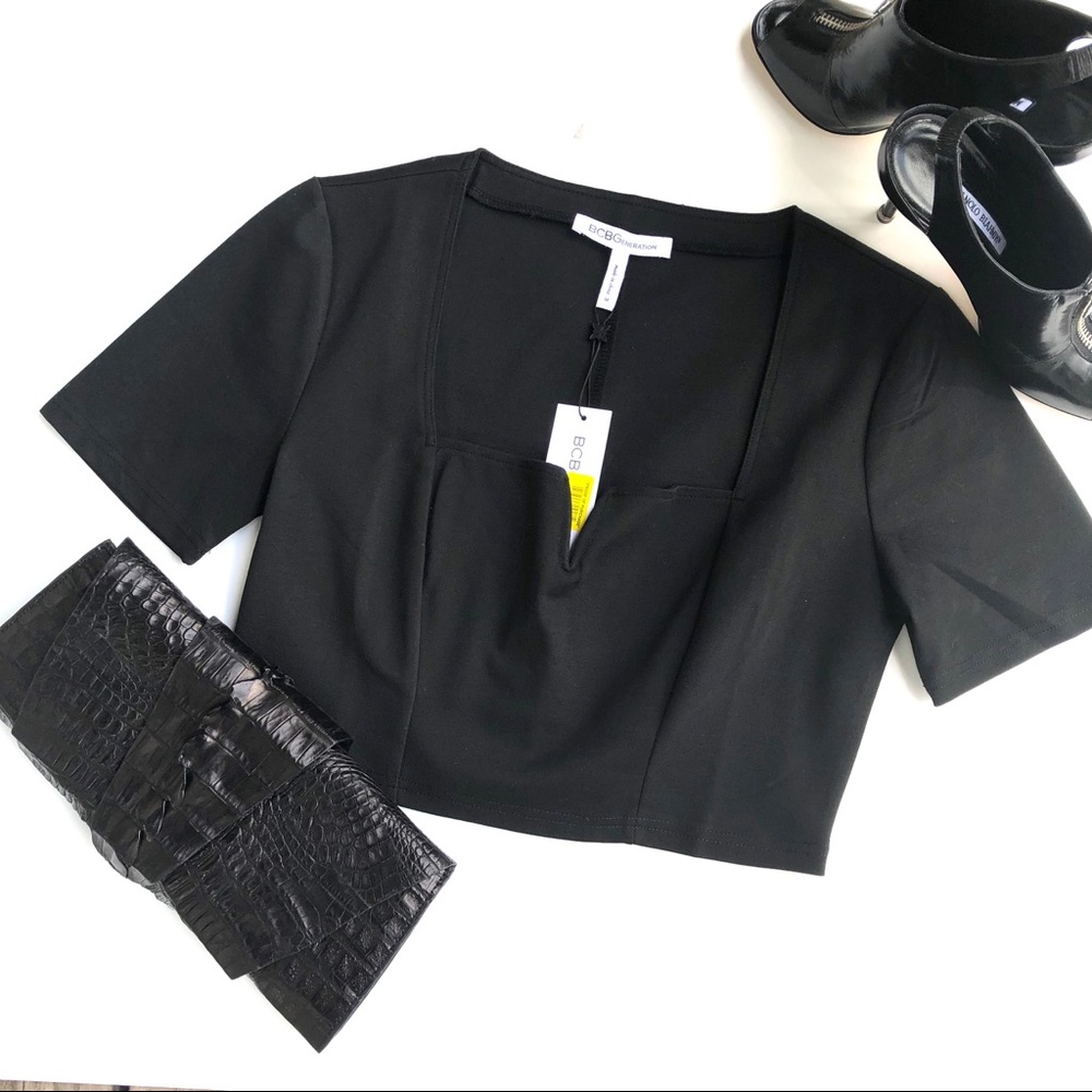 NWT BCBG Black Crop Top Medium